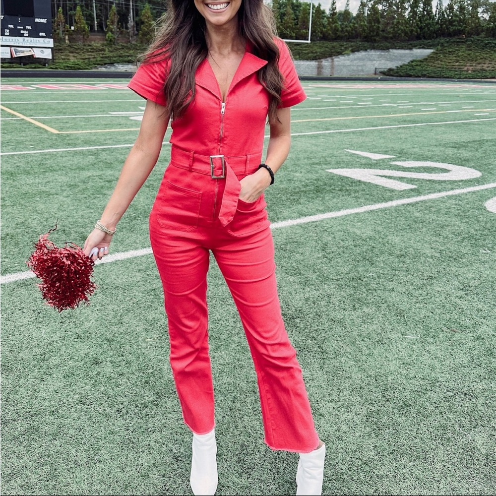 Indie Collection Red Denim Jumpsuit
